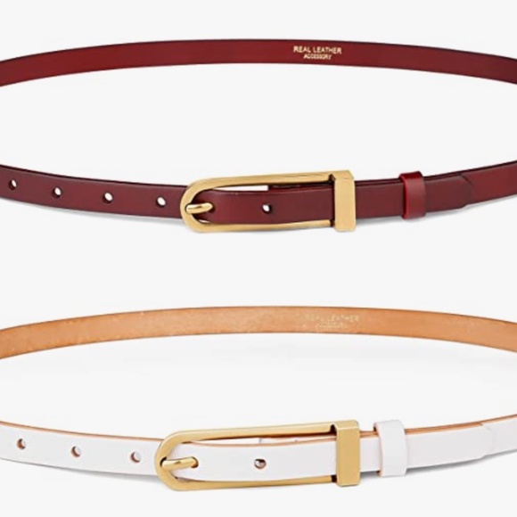 Womens 0.6” Thin Waist Belts, CATELLES 1.4cm Skinny Full Grain Leather Fashion D - Picture 1 of 8